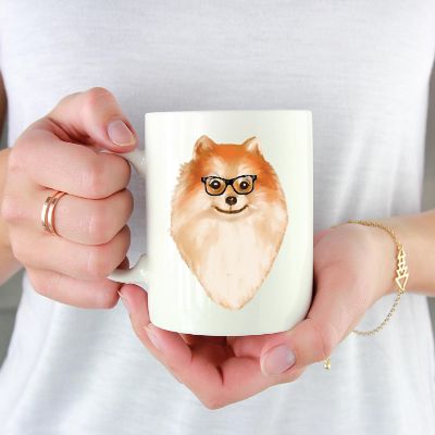 Pomeranian Black Glasses Ceramic Mug Image 1