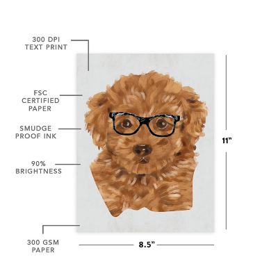 Poodle Dog Print Black Glasses 8.5x11in Image 1