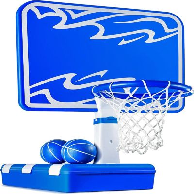 Pool Basketball Hoop - Poolside, Water-Weighted Adjustable Heights Adult & Kids Basketball Hoop with 2 Balls, Air Pump, & Storage - Play22usa Image 1