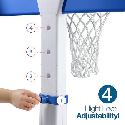 Pool Basketball Hoop - Poolside, Water-Weighted Adjustable Heights Adult & Kids Basketball Hoop with 2 Balls, Air Pump, & Storage - Play22usa Image 1