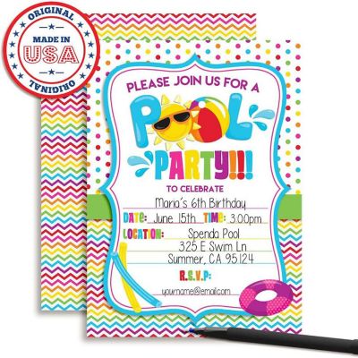 Pool Party Invitations 40pcs. by AmandaCreation Image 1