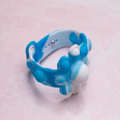 Pop Fidget Toy 13-Button Blue and White Flower Bracelet Accessory Image 1