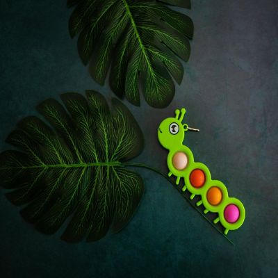 Pop Fidget Toy Green Caterpillar 4-Button Bubble Popping Game Image 2