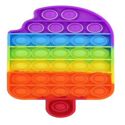 Pop Fidget Toy Rainbow Popsicle 32-Button Silicone Bubble Popping Game Image 1