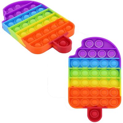 Pop Fidget Toy Rainbow Popsicle 32-Button Silicone Bubble Popping Game Image 1