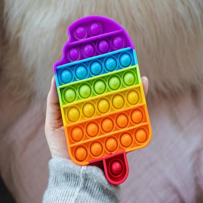 Pop Fidget Toy Rainbow Popsicle 32-Button Silicone Bubble Popping Game Image 2