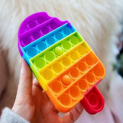 Pop Fidget Toy Rainbow Popsicle 32-Button Silicone Bubble Popping Game Image 3