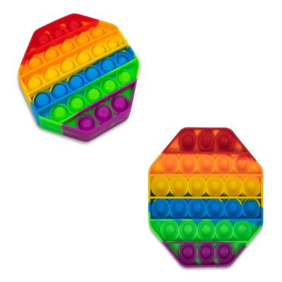 Pop Fidget Toy Silicone Bubble Popping Game  Rainbow Octagon Image 1
