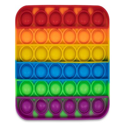 Pop Fidget Toy Silicone Bubble Popping Game  Rainbow Square Image 1