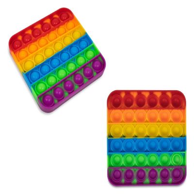 Pop Fidget Toy Silicone Bubble Popping Game  Rainbow Square Image 1