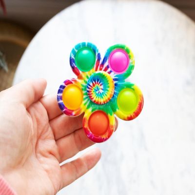 Pop Fidget Toy Spinner 5-Button Rainbow Bubble Popping Game Image 1