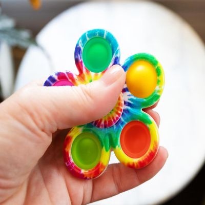 Pop Fidget Toy Spinner 5-Button Rainbow Bubble Popping Game Image 2