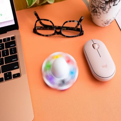 Pop Fidget Toy Spinner Face-Changing White Octopus 6-Button Bubble Popping Game Image 3