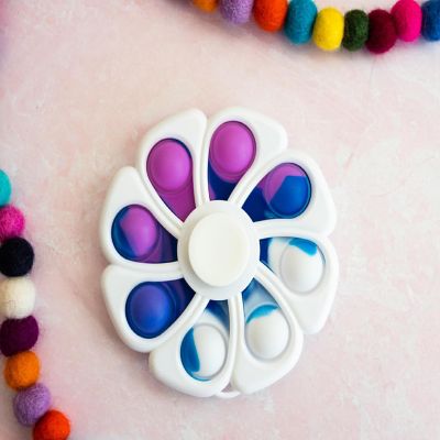 Pop Fidget Toy Spinner White Flower 8-Button Bubble Popping Game Image 1