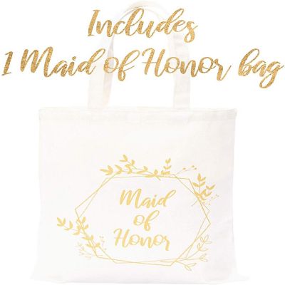 Pop Fizz Designs Bridesmaid Bags - White and Gold - 1 Maid of Honor Bag - Bride Bag Image 2