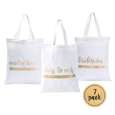 Pop Fizz Designs Bridesmaid Tote Bags - White and Gold Image 1
