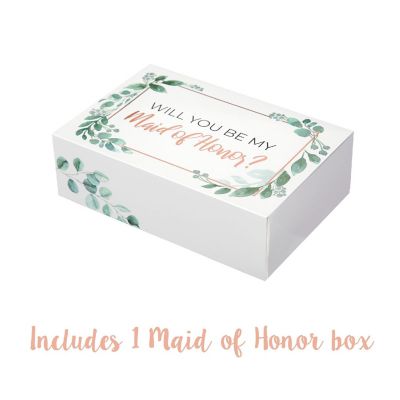 Pop Fizz Designs Greenery with Rose Gold Foil Bridesmaid Box Set 6 pack Image 1