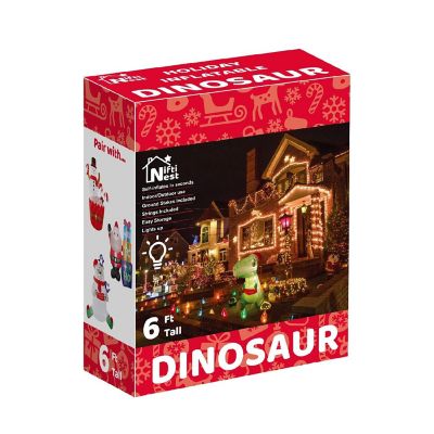 PopFun-6' Ft Christmas Dinosaur Holiday Inflatable Image 1