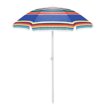 Portable Beach Umbrella - Multicolor Stripe Pattern Image 1