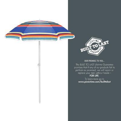 Portable Beach Umbrella - Multicolor Stripe Pattern Image 1