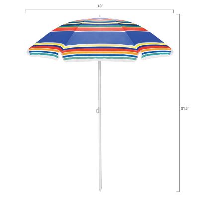 Portable Beach Umbrella - Multicolor Stripe Pattern Image 2