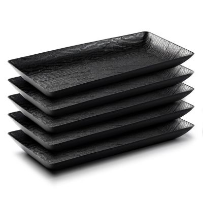 Posh Setting 6.25 x 14 Inch Rectangle Black  Serving Tray -  5 pack Image 1