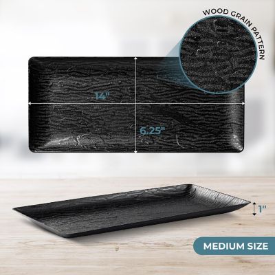 Posh Setting 6.25 x 14 Inch Rectangle Black  Serving Tray -  5 pack Image 2