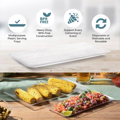 Posh Setting 6.25 x 14 Inch Rectangle Clear  Serving Tray -  5 pack Image 1