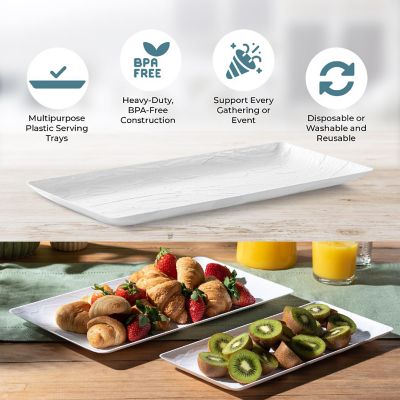 Posh Setting 6.25 x 14 Inch Rectangle White  Serving Tray -  5 pack Image 1