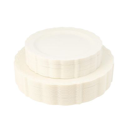 Posh Setting 60 Piece Cream Round Plastic Dinnerware Value Set - Casual Image 1