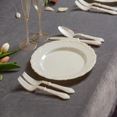 Posh Setting 60 Piece Cream Round Plastic Dinnerware Value Set - Casual Image 1