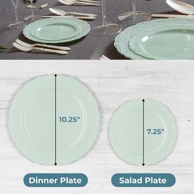 Posh Setting 60 Piece Green Round Plastic Dinnerware Value Set - Casual Image 3
