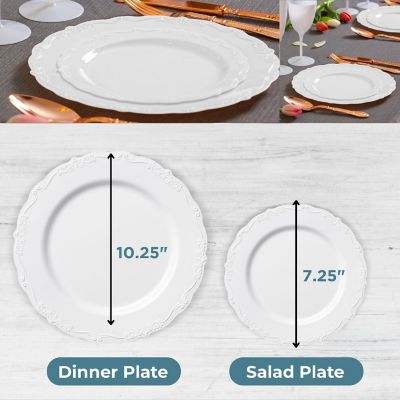 Posh Setting 60 Piece White Round Plastic Dinnerware Value Set - Casual Image 3