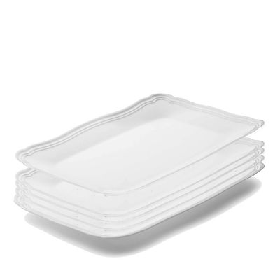 Posh Setting 9 X 13 Inch Rectangle White and Silver Rim  Serving Tray - 6 Pack Image 1
