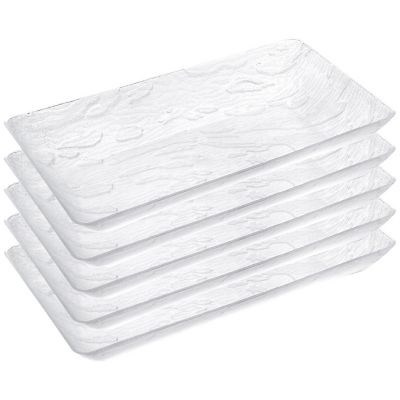 Posh Setting 9 x 17 Inch Rectangle Clear  Serving Tray - 5 pack Image 1