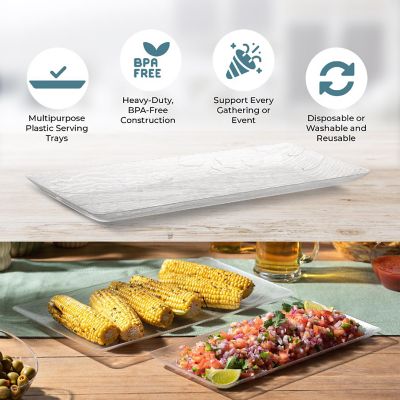 Posh Setting 9 x 17 Inch Rectangle Clear  Serving Tray - 5 pack Image 1