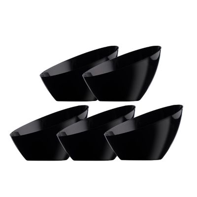 Posh Setting Black Angled Plastic Small Serving Bowls - 8 oz. - 5 Pack Image 1