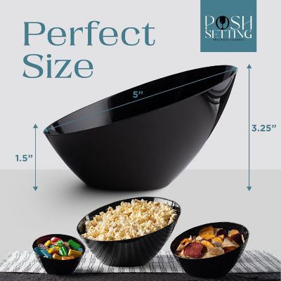 Posh Setting Black Angled Plastic Small Serving Bowls - 8 oz. - 5 Pack Image 2