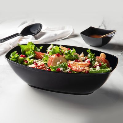 Posh Setting Black Oval Salad Bowl - 72 oz. - 4 Pack Image 1
