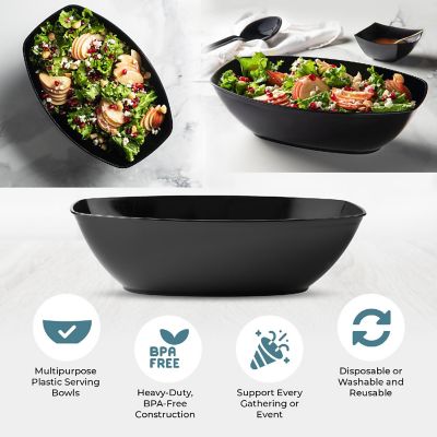 Posh Setting Black Oval Salad Bowl - 72 oz. - 4 Pack Image 2