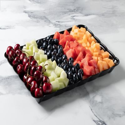 Posh Setting Black Rectangular Serving Tray with Scalloped Edge - 4 Count Image 1