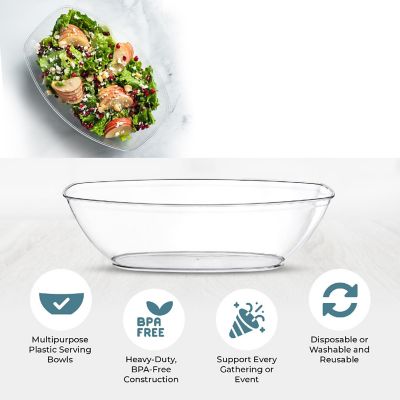 Posh Setting Clear Oval Salad Bowl - 72 oz. - 4 Pack Image 2