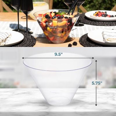 Posh Setting Clear Plastic Cone Shaped Salad Bowl - 96 oz. - 5 Pack Image 3
