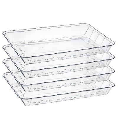 Posh Setting Clear Rectangular Serving Tray with Scalloped Edge - 4 Count Image 1
