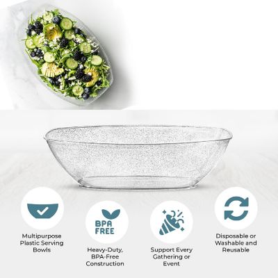 Posh Setting Silver Glitter Oval Salad Bowl - 72 oz. - 4 Pack Image 2