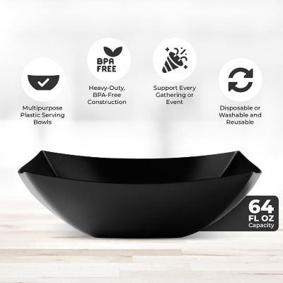 Posh Setting Square Black Serving Bowl - 64 oz. - 4 Pack Image 2