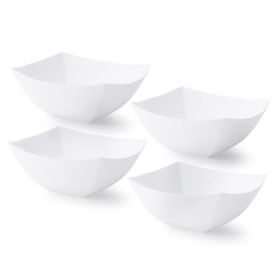 Posh Setting Square Fancy White Serving Bowl - 16 oz. - 4 Pack Image 1