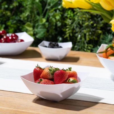 Posh Setting Square Fancy White Serving Bowl - 16 oz. - 4 Pack Image 1