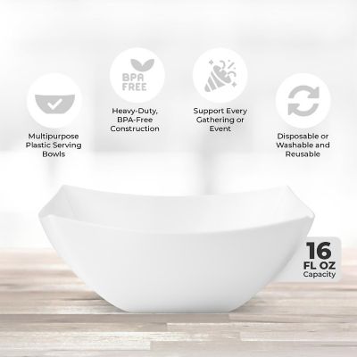 Posh Setting Square Fancy White Serving Bowl - 16 oz. - 4 Pack Image 2