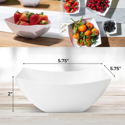 Posh Setting Square Fancy White Serving Bowl - 16 oz. - 4 Pack Image 3